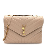 Calfskin Y Quilted Monogram Medium Loulou Chain Satchel Dark Beige