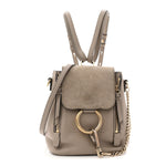 Suede Calfskin Mini Faye Backpack Motty Grey