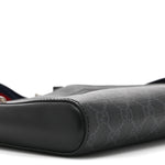 GG Supreme Monogram Web Small Flat Messenger Bag Black Grey