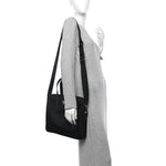 Re-Nylon Saffiano Metal Triangle Logo Briefcase Black