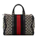 Monogram Selleria Calfskin Vintage Web Medium Boston Beige Blue