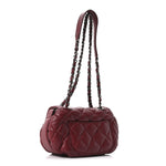 Lambskin Quilted Mini Round Flap Red