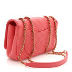 Caviar Quilted Small CC Filigree Flap Coral