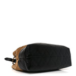 Suede Calfskin Shiny Lambskin Quilted Small Coco Base Shopping Bag Beige Black