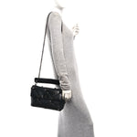 Nappa Monochrome Large Roman Stud Shoulder Bag Black