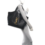 Lambskin Quilted Maxi Icare Shopping Tote Black