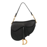 Grained Calfskin Saddle Bag Black