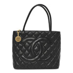 Caviar Quilted Medallion Tote Black