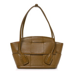 Grained Calfskin Maxi Intrecciato Small Arco Moutarde