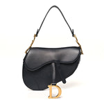 Grained Calfskin Saddle Bag Black