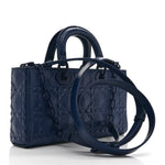 Calfskin Cannage Diamond Medium Lady D-Joy Navy Blue