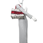 Canvas Embroidered Medium Dioramour Graffiti Book Tote Latte Multicolor