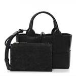 Grained Calfskin Intrecciato Mini Arco Tote Black