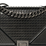 Metallic Patent Micro-Cannage Medium Diorama Flap Bag Onyx Black
