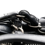 Lambskin Bubble Quilt Small Double Bowling Bag Black