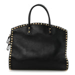 Vitello Rockstud Dome Shopper Black