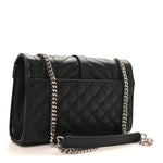 Grain De Poudre Textured Mixed Matelasse Triquilt Small Monogram Satchel Black