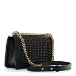 Calfskin Braided Medium Boy Flap Black