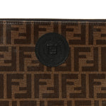 Glazed Fabric Vitello Century FF 1974 Stamp Patch Large Flat Pouch Mogano Panna Black