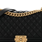 Lambskin Quilted Medium Boy Flap Black