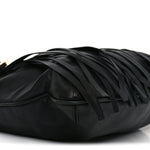 Calfskin Palazzo Fringe Shoulder Bag Black