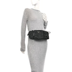 Re-Nylon Saffiano Metal Triple Pocket Belt Bag Black
