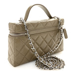 Caviar Quilted Top Handle Slim Vanity With Chain Dark Khaki