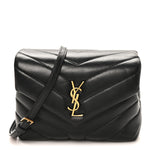 Calfskin Y Quilted Monogram Toy Loulou Crossbody Bag Black