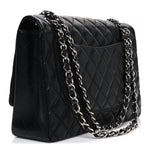 Lambskin Quilted Maxi Single Flap Black