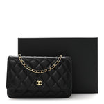 Caviar Quilted Wallet on Chain WOC Black