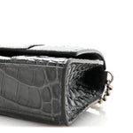 Shiny Calfskin Crocodile Embossed Hourglass Chain Bag Gris