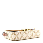 Canvas Calfskin Triomphe Shoulder Bag White