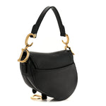 Grained Calfskin Mini Saddle Bag Black