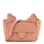 Caviar Quilted Small Wavy CC Hobo Coral