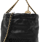 Shiny Caviar Quilted Monochrome Mini Chanel 22 Black