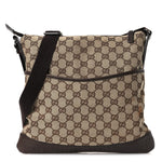 Monogram Calfskin Perforated Medium Flat Messenger Bag Dark Brown