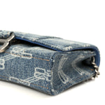 Denim BB Monogram Hourglass Chain Bag Blue