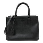 Saffiano Lux Monochrome Large Galleria Double Zip Tote Black
