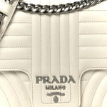 Soft Calfskin Impunture Diagramme Medium Chain Flap Shoulder Bag White