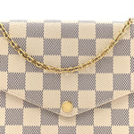 Damier Azur Pochette Felicie Chain Wallet Rose Ballerine
