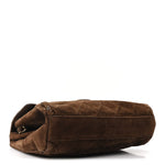 Suede Quilted CC Shoulder Bag Brown