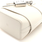 Box Calfskin Micro Shark Lock Bucket Bag White