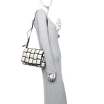 Canvas Intrecciato Padded Cassette Crossbody Bag Natural Black