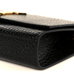 Calfskin Crocodile Embossed Medium Classic Monogram Kate Tassel Satchel Black