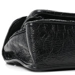 Crinkled Calfskin Matelasse Monogram Medium Niki Chain Satchel Black
