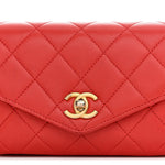 Calfskin Quilted Flap Waist Bag Red