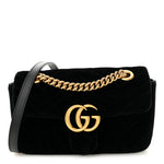 Velvet Matelasse Mini GG Marmont Shoulder Bag Black