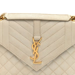 Grain De Poudre Textured Mixed Matelasse Medium Triquilt Monogram Satchel Crema Soft
