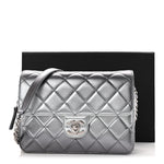 Metallic Lambskin Large Like A Wallet Flap Silver