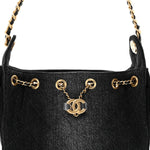 Washed Denim Quilted Mini Chanel 25 Handbag Black